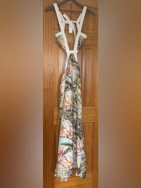 Significant Other Magda Cutout Floral Midi Dress Linen Blend Size 2 Resort NWT